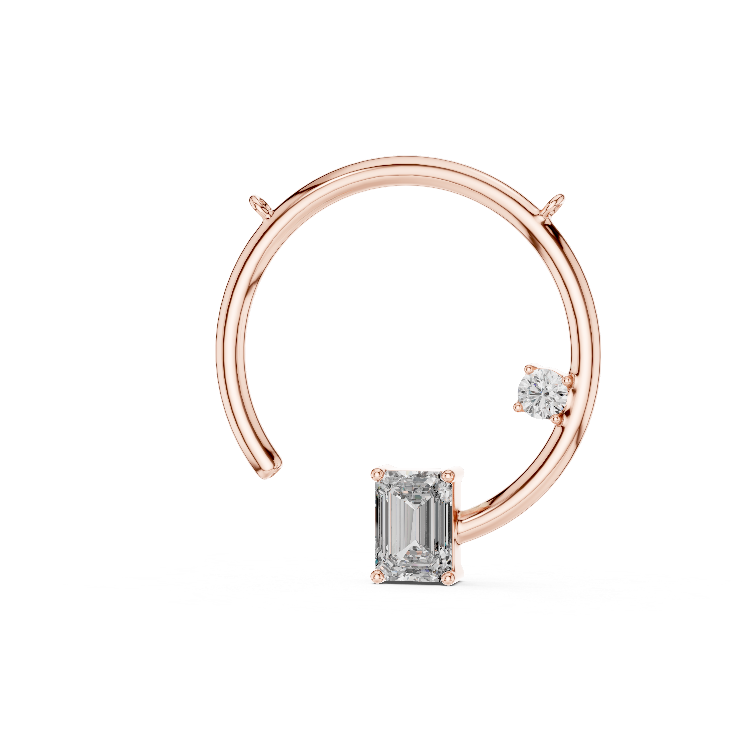 Emerald Cut Diamond Open Circle Pendant