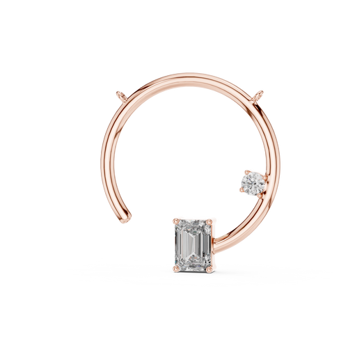 Emerald Cut Diamond Open Circle Pendant