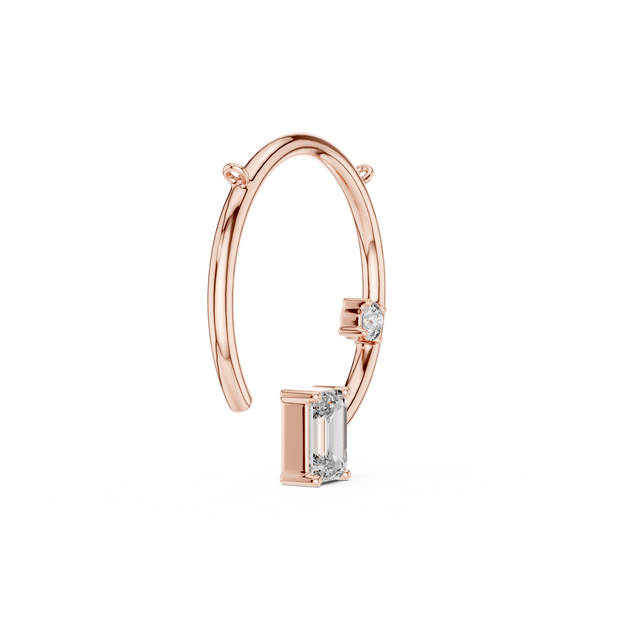 Emerald Cut Diamond Open Circle Pendant