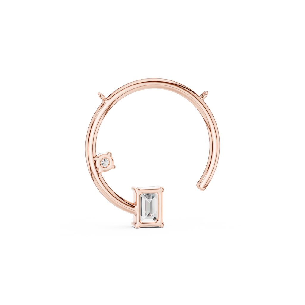 Emerald Cut Diamond Open Circle Pendant
