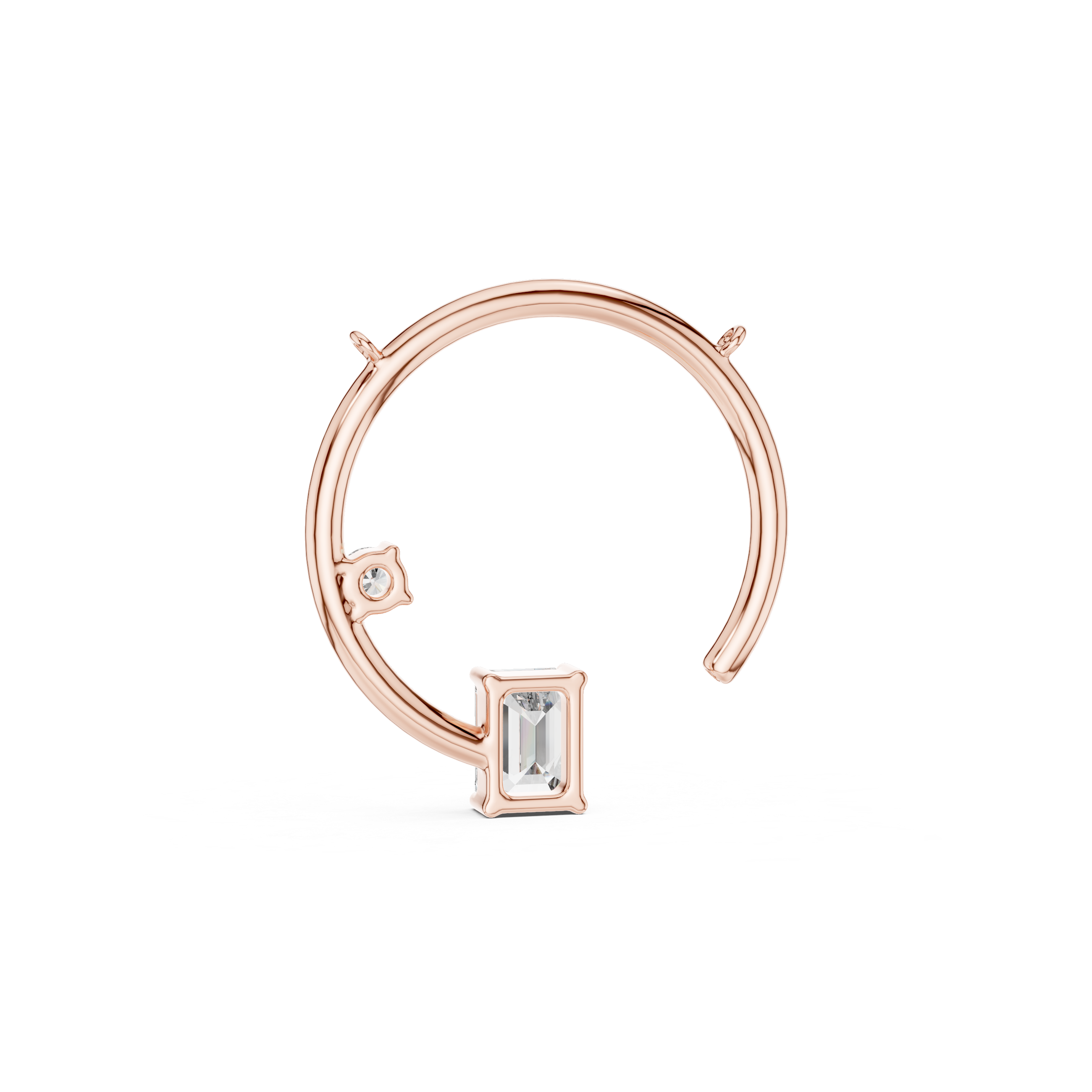 Emerald Cut Diamond Open Circle Pendant