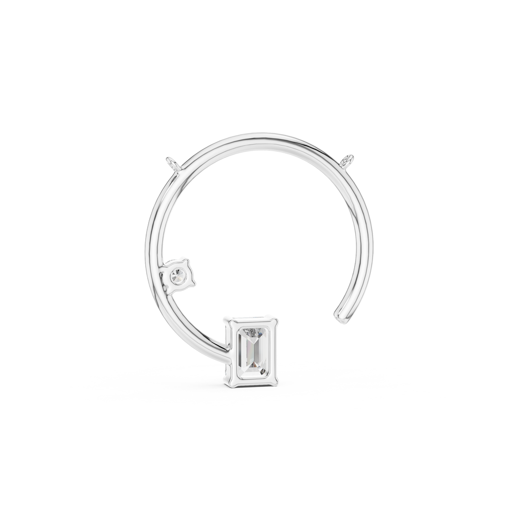 Emerald Cut Diamond Open Circle Pendant