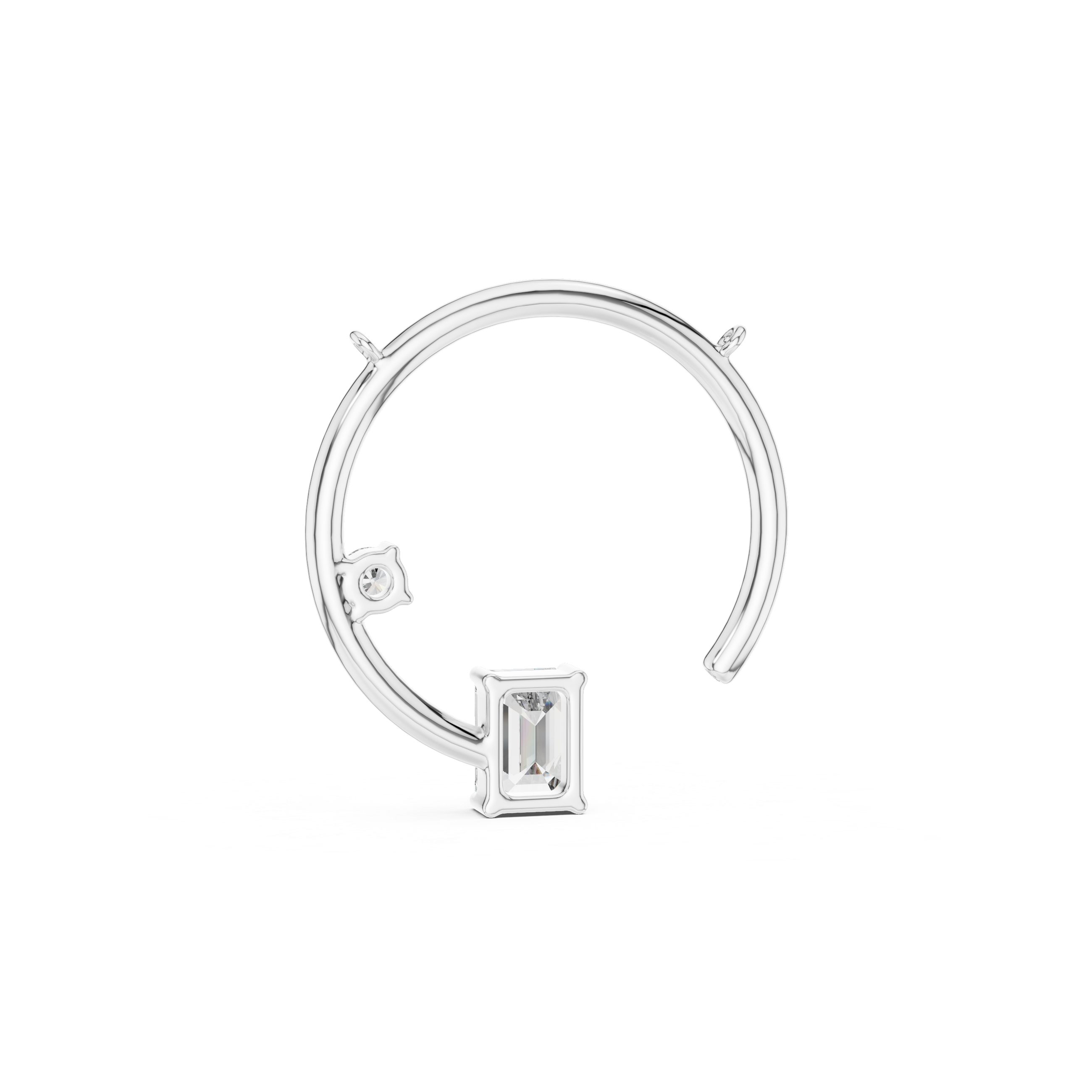Emerald Cut Diamond Open Circle Pendant