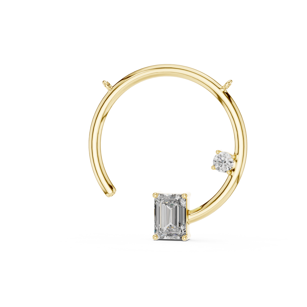 Emerald Cut Diamond Open Circle Pendant