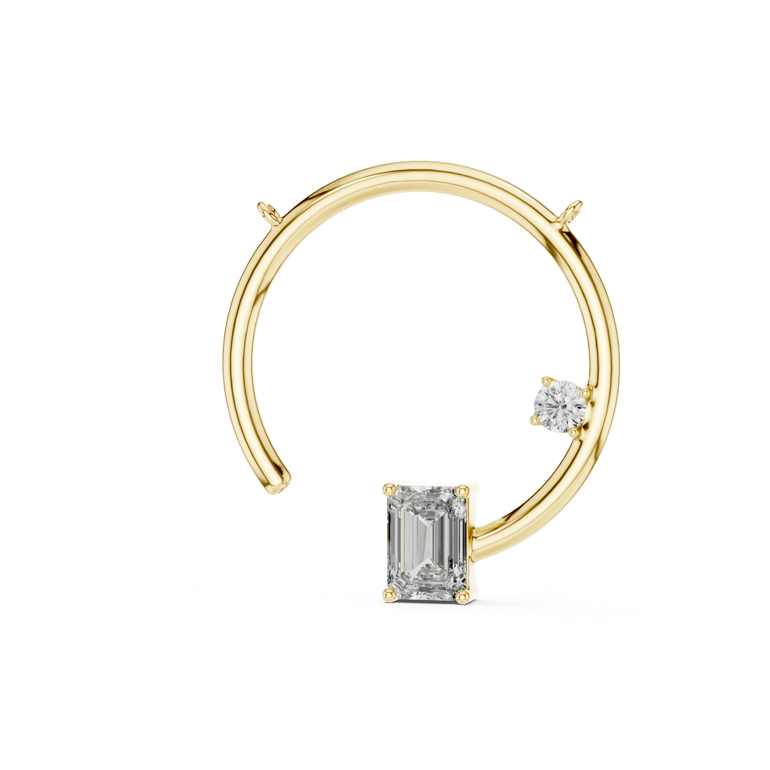 Emerald Cut Diamond Open Circle Pendant