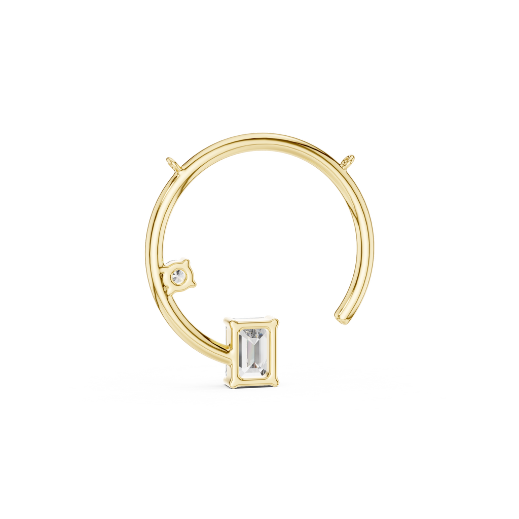 Emerald Cut Diamond Open Circle Pendant
