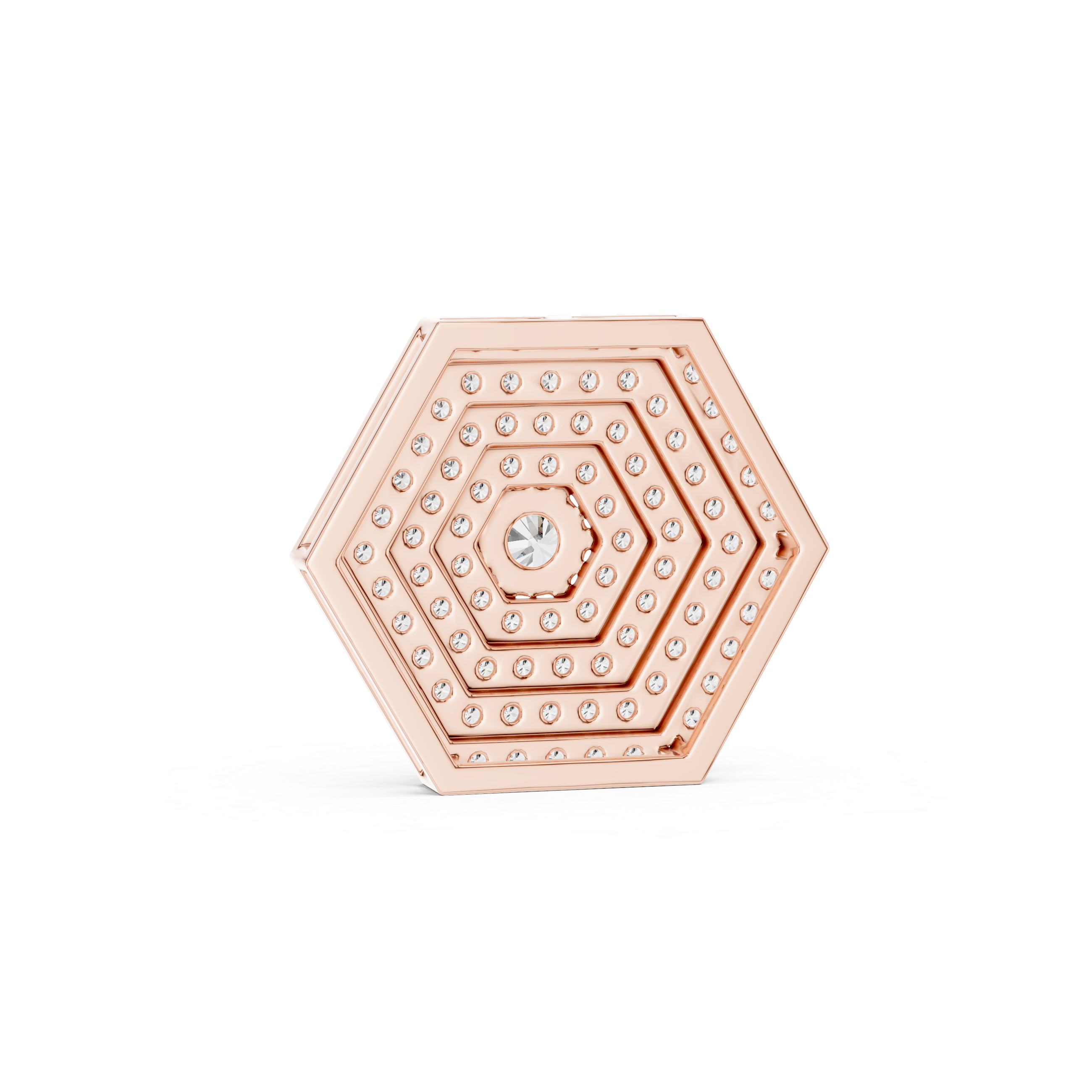 Round Diamond Hexagon Pendant Necklace