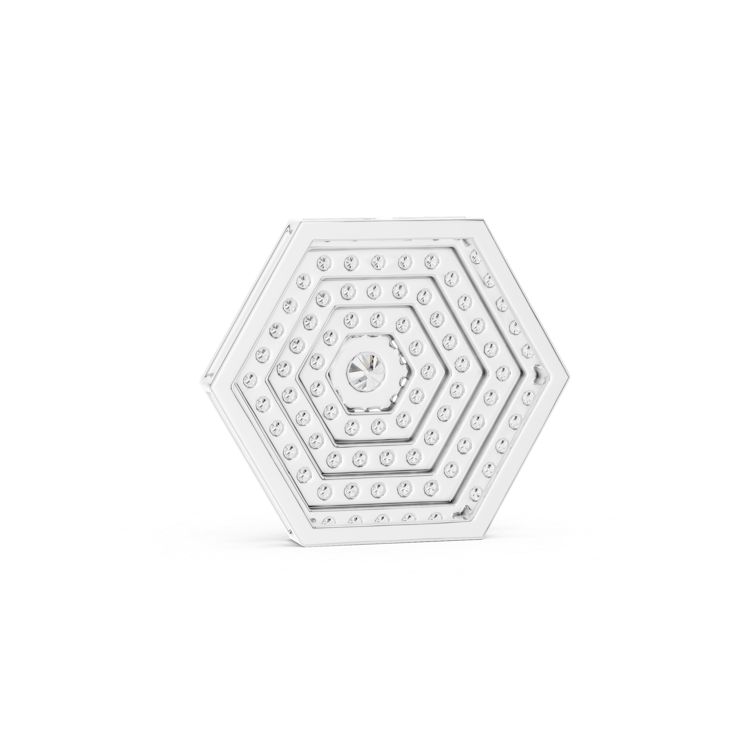 Round Diamond Hexagon Pendant Necklace