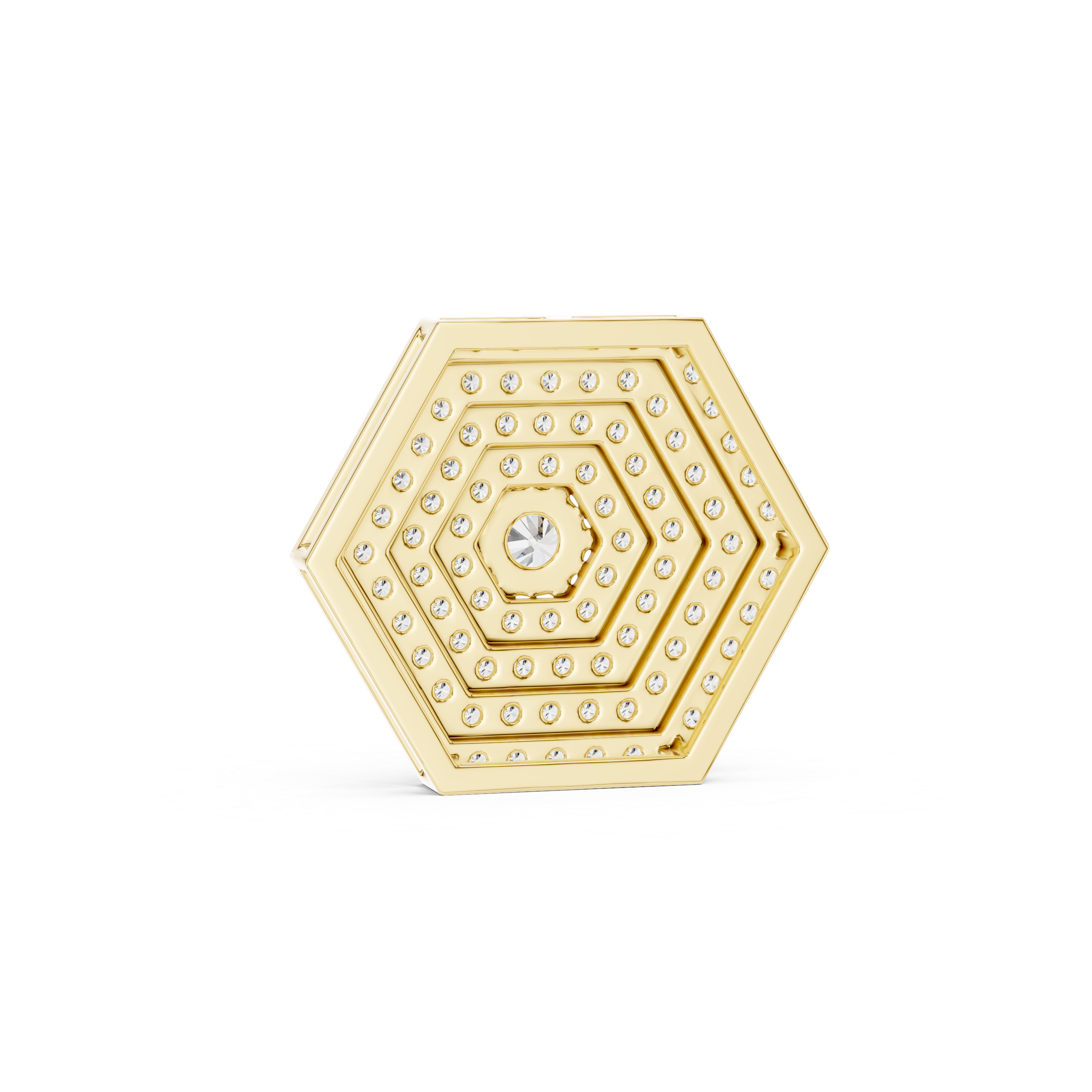 Round Diamond Hexagon Pendant Necklace
