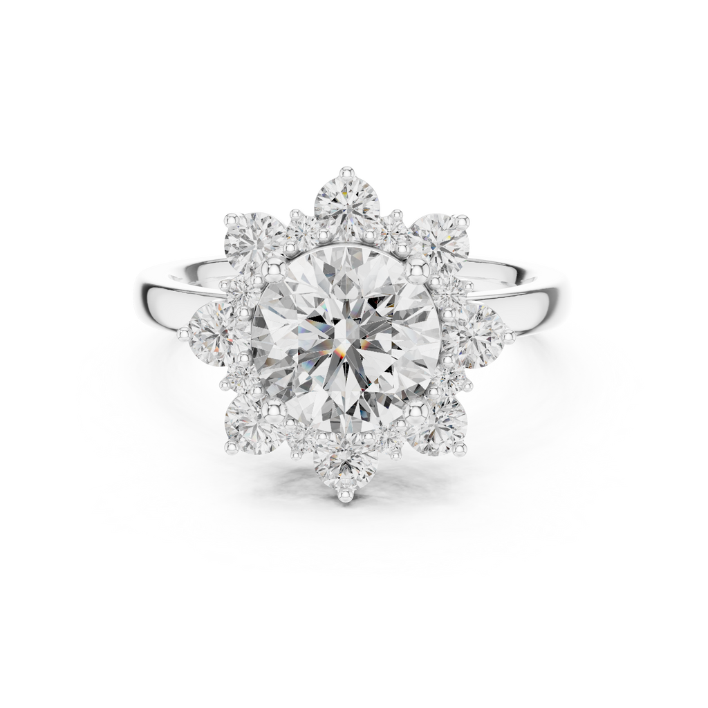 Floral Halo Diamond Ring