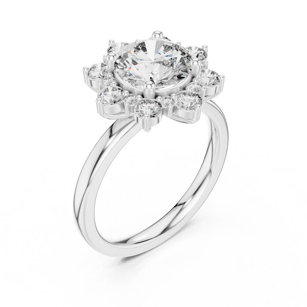Floral Halo Diamond Ring