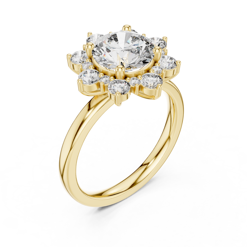 Floral Halo Diamond Ring