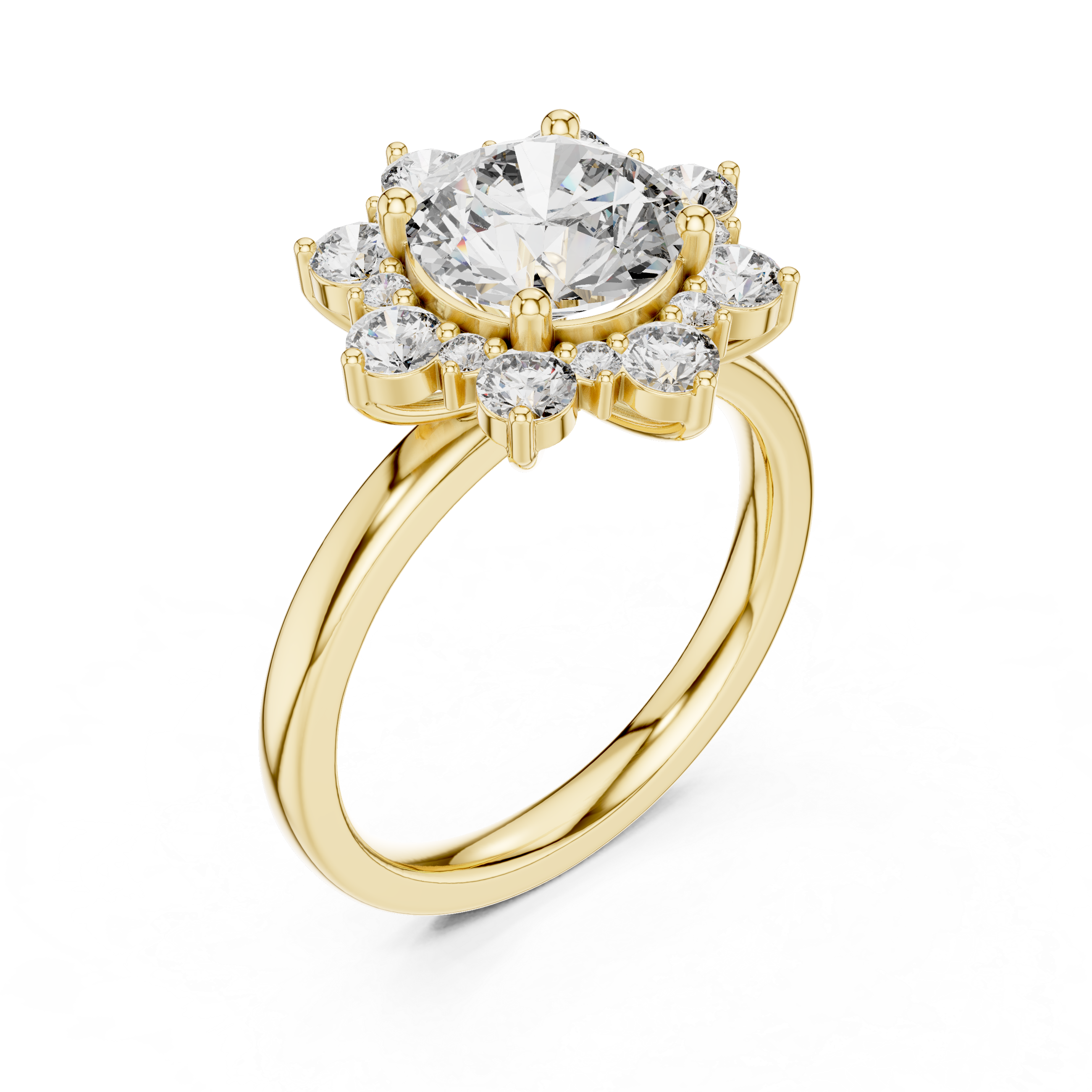 Floral Halo Diamond Ring