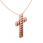 Emerald Cut Diamond Cross Pendant