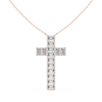 Emerald Cut Diamond Cross Pendant