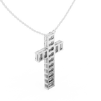 Emerald Cut Diamond Cross Pendant