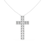 Emerald Cut Diamond Cross Pendant