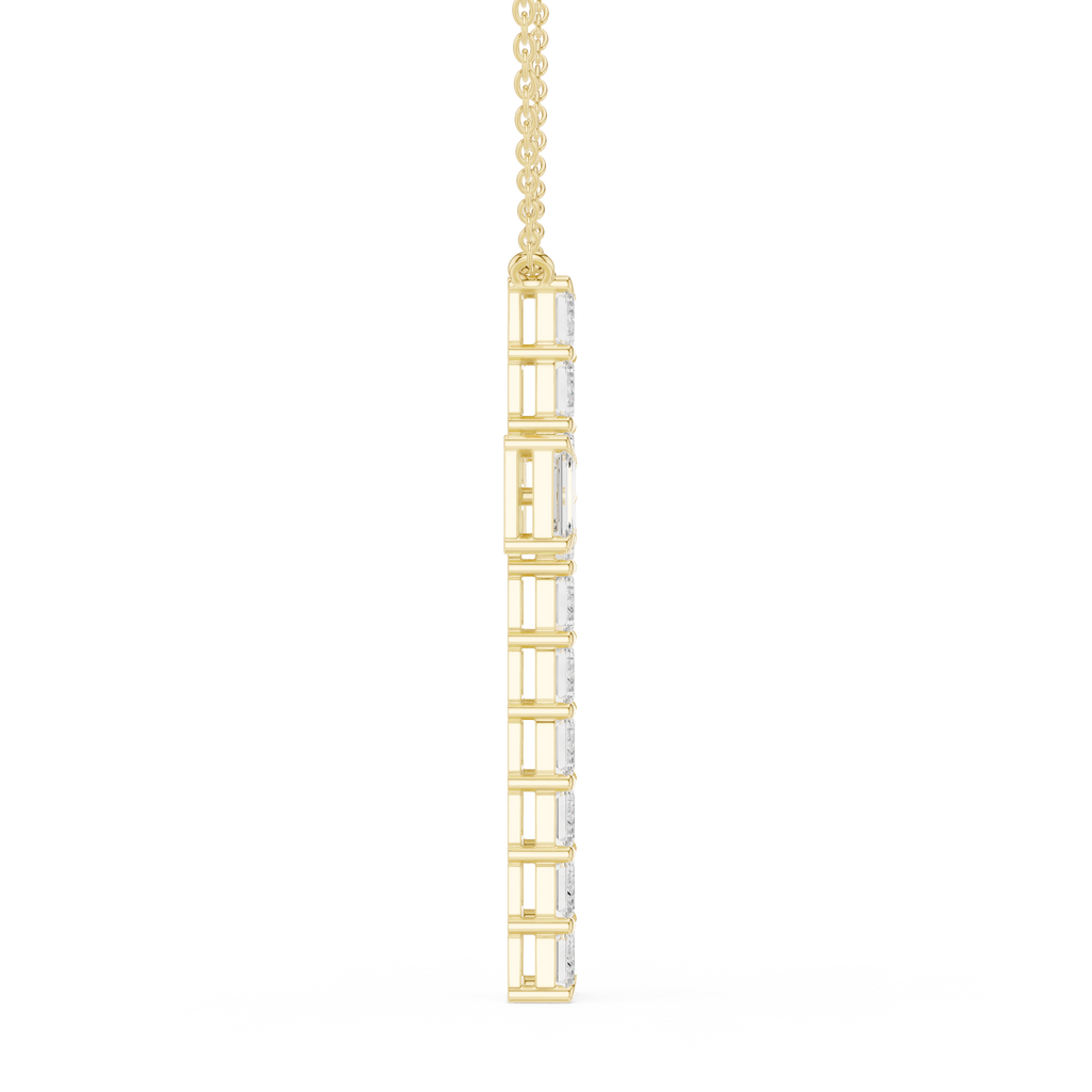 Emerald Cut Diamond Cross Pendant
