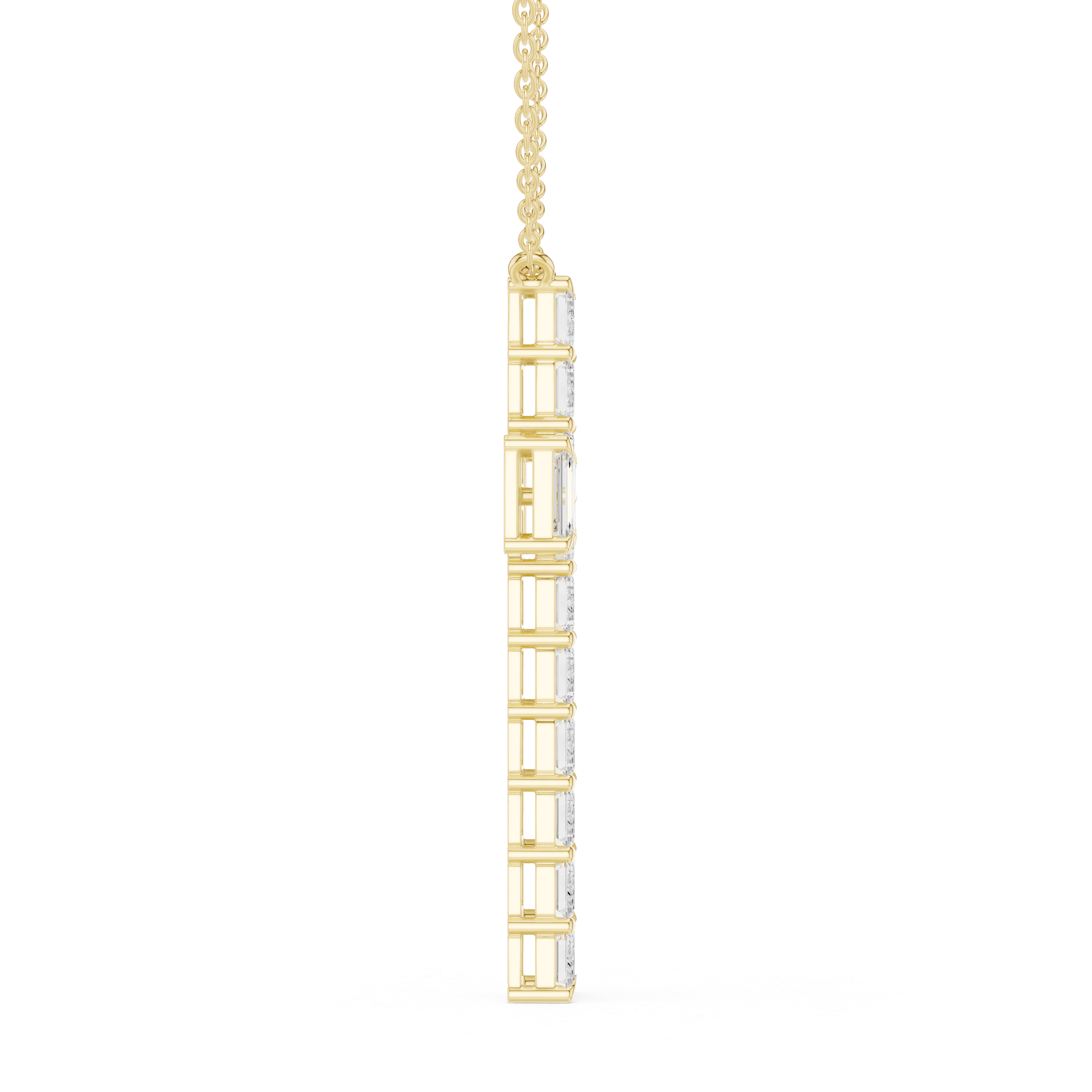 Emerald Cut Diamond Cross Pendant