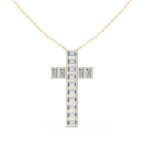 Emerald Cut Diamond Cross Pendant