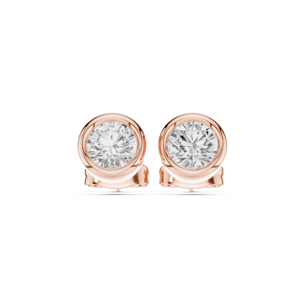 Round Bezel Lab Grown Diamond Stud Earrings Corvexa Jewellery