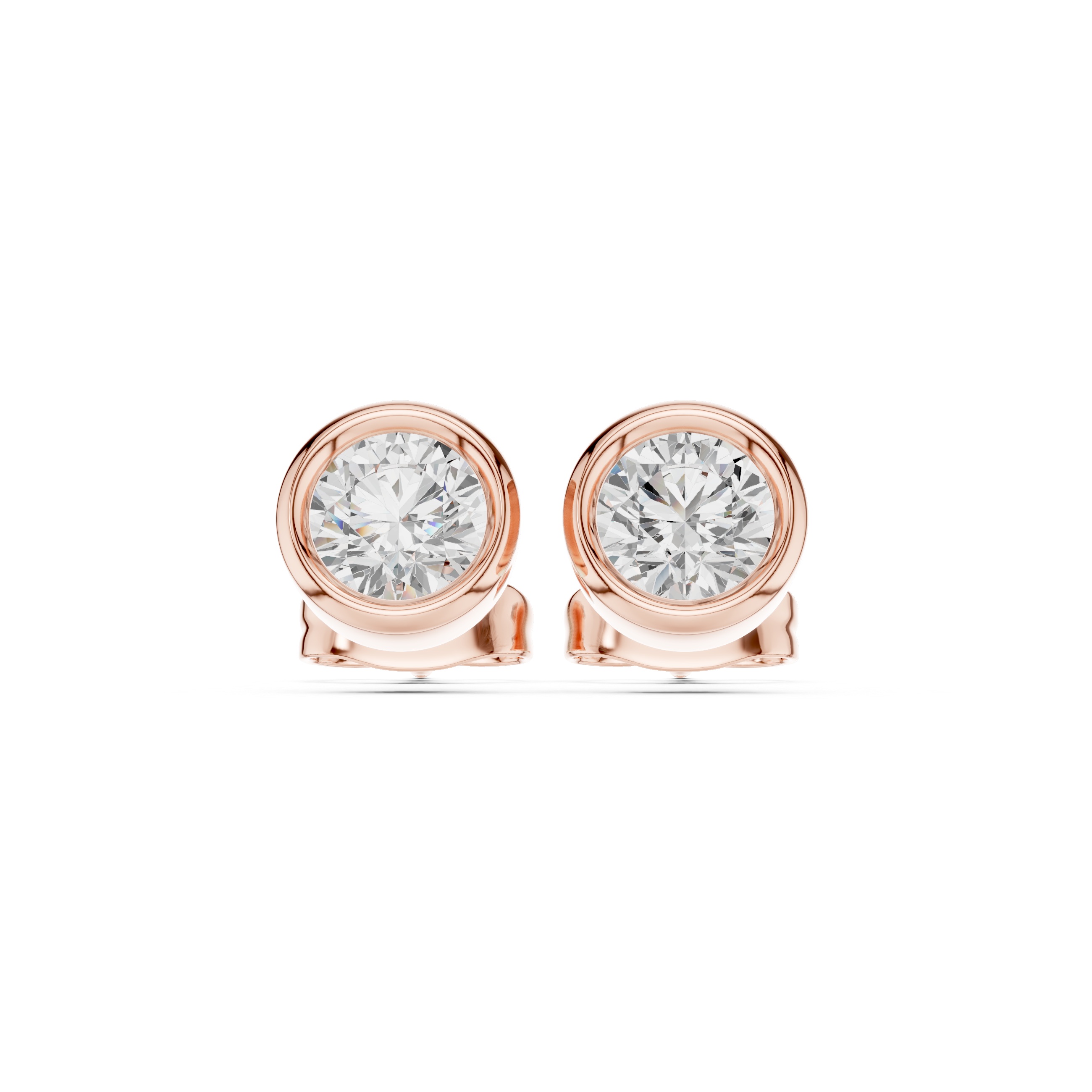 Round Bezel Lab Grown Diamond Stud Earrings Corvexa Jewellery