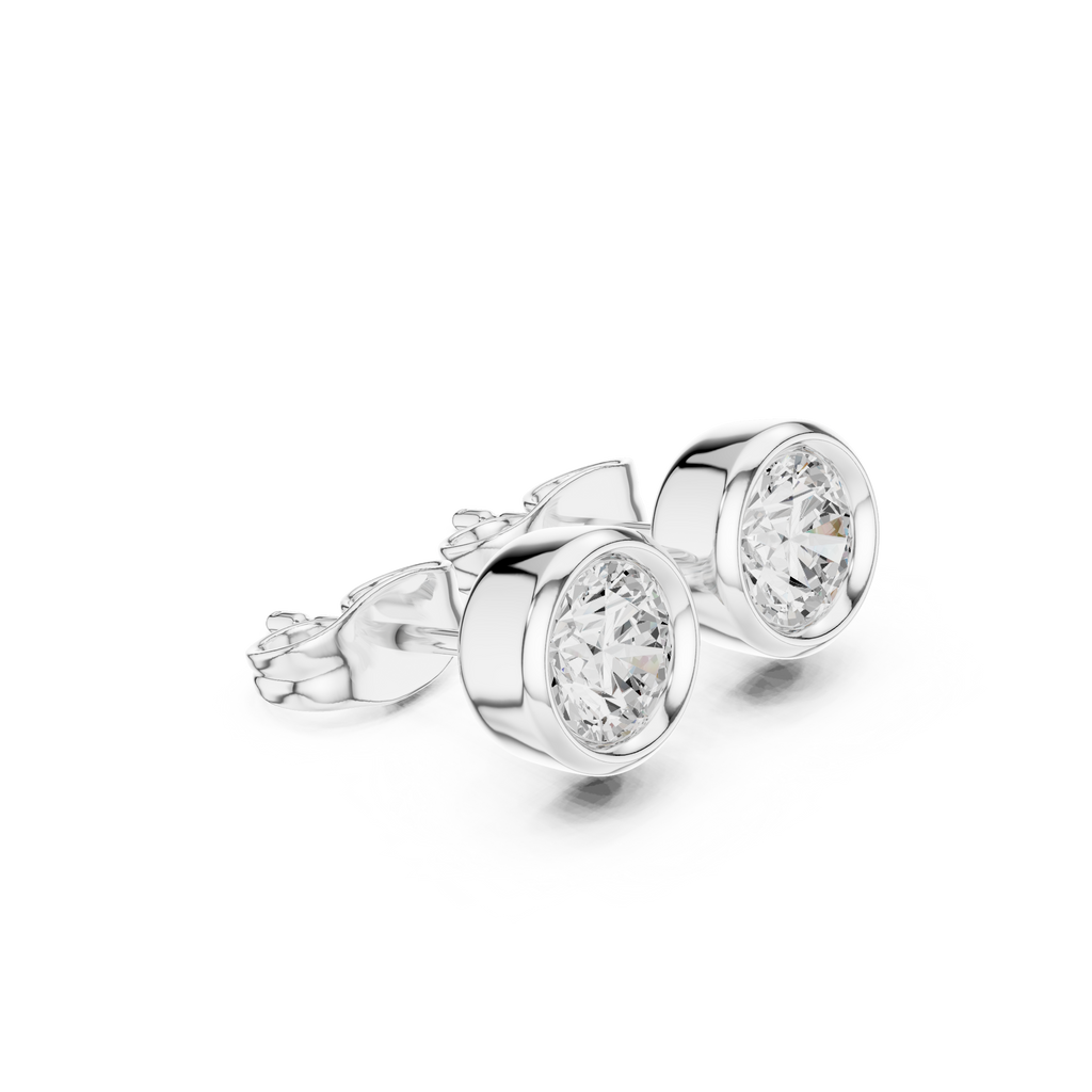 Round Bezel Lab Grown Diamond Stud Earrings Corvexa Jewellery