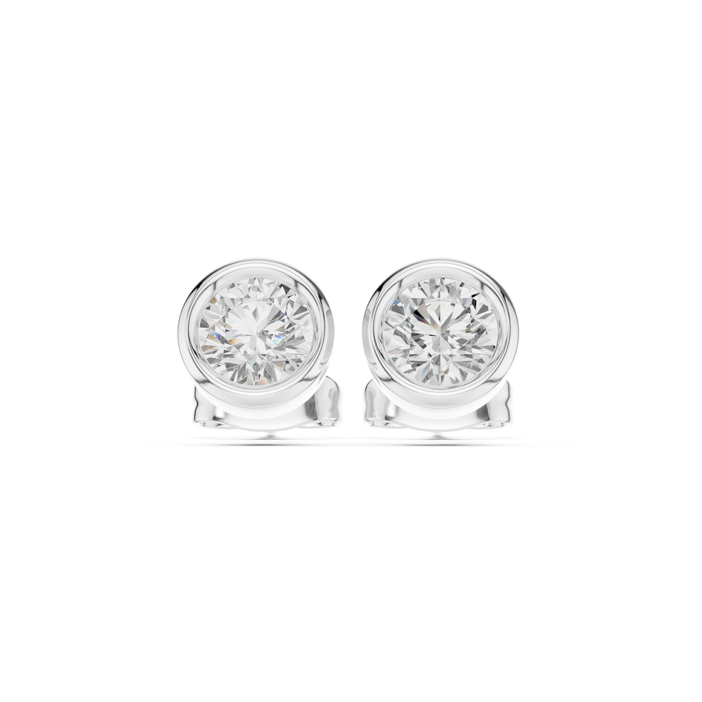 Round Bezel Lab Grown Diamond Stud Earrings Corvexa Jewellery