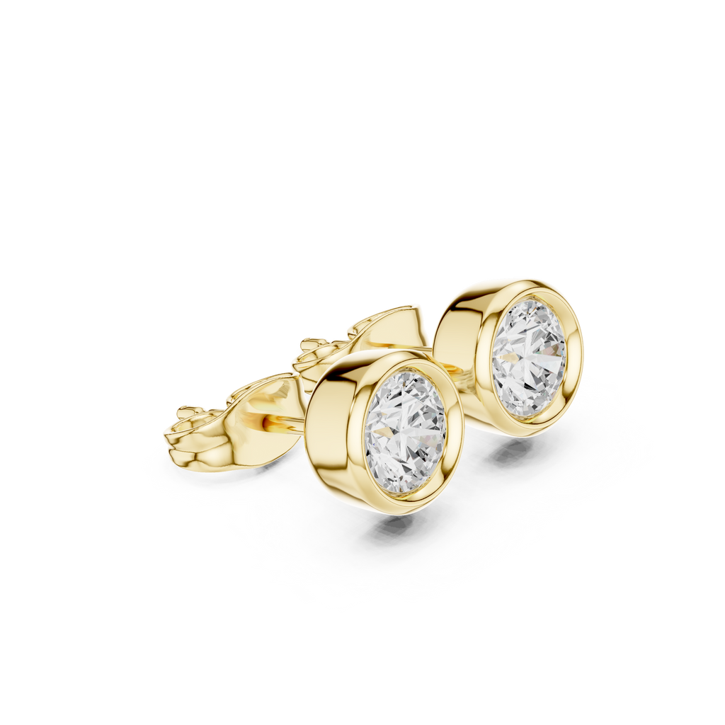 Round Bezel Lab Grown Diamond Stud Earrings Corvexa Jewellery