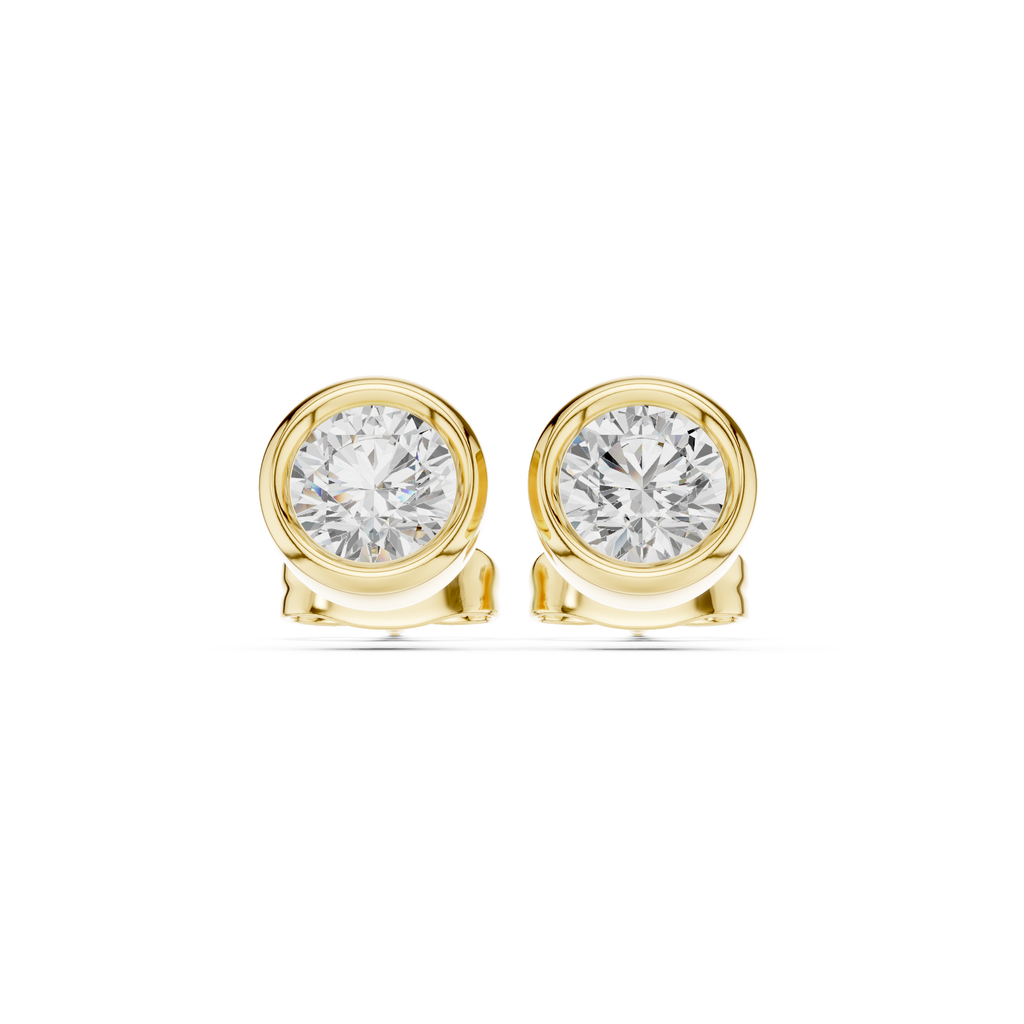 Round Bezel Lab Grown Diamond Stud Earrings Corvexa Jewellery