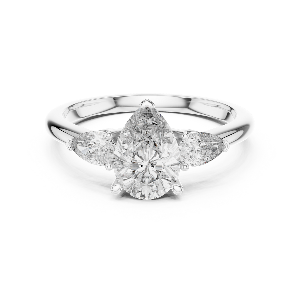 Pear Cut Three Stone Diamond Ring
