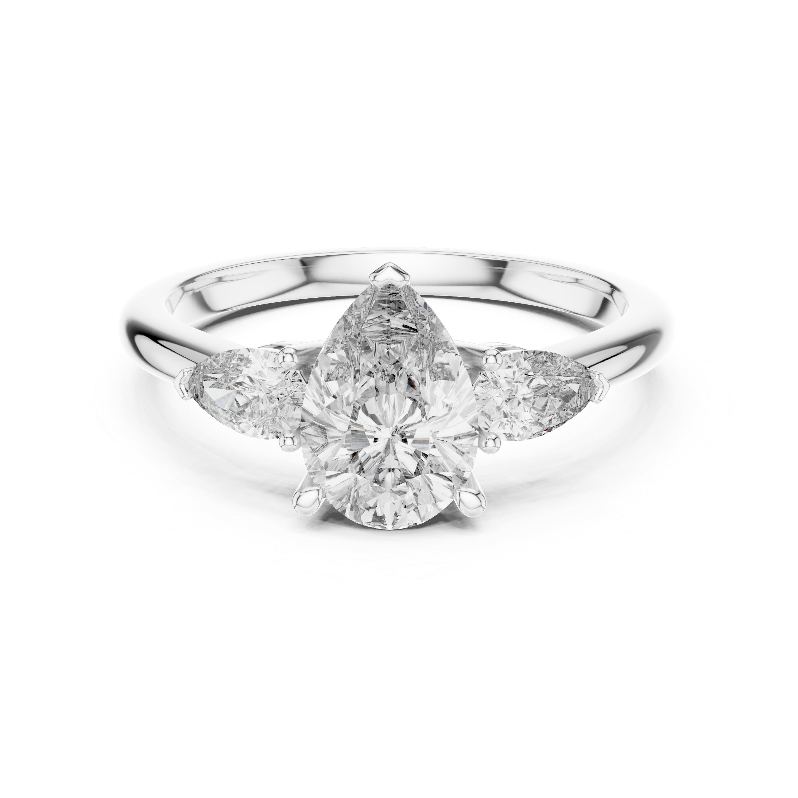 Pear Cut Three Stone Diamond Ring