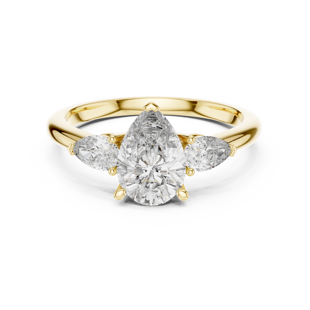 Pear Cut Three Stone Diamond Ring