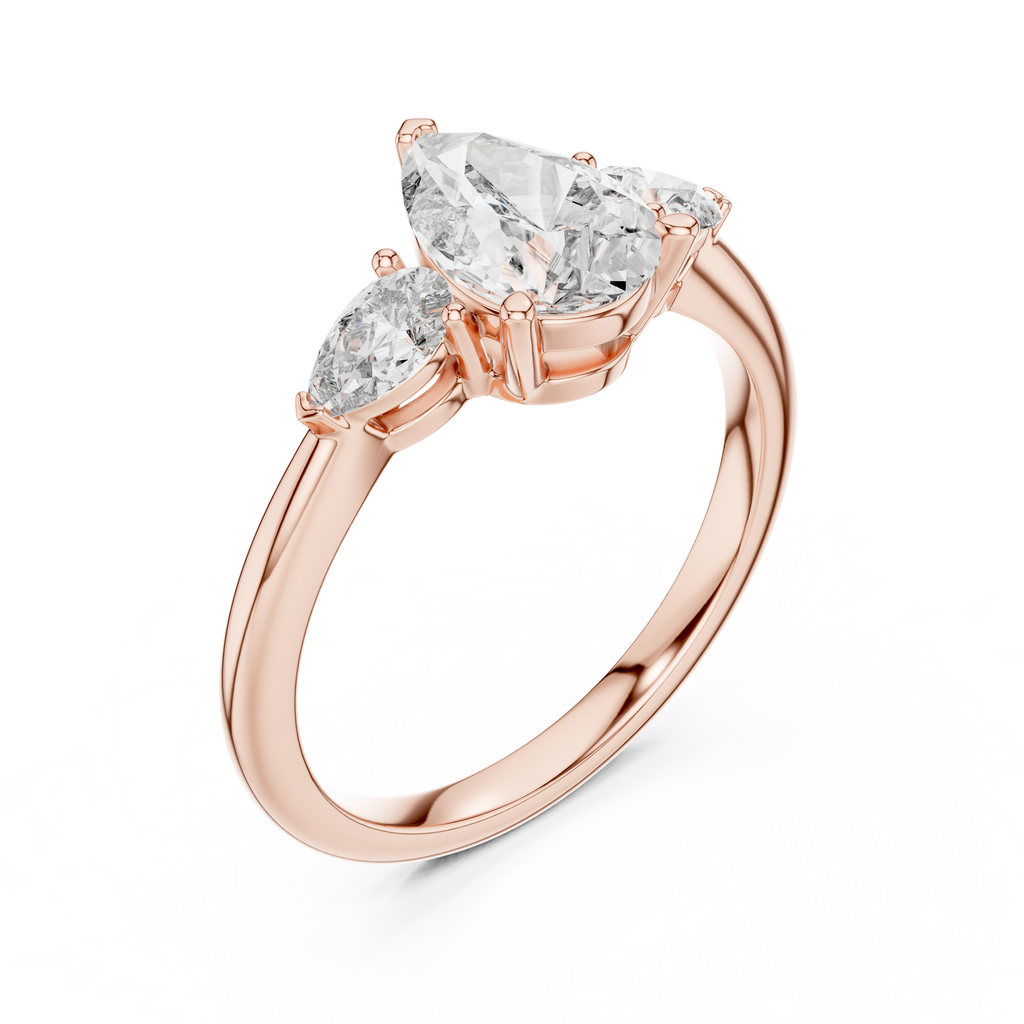 Pear Cut Three Stone Diamond Ring