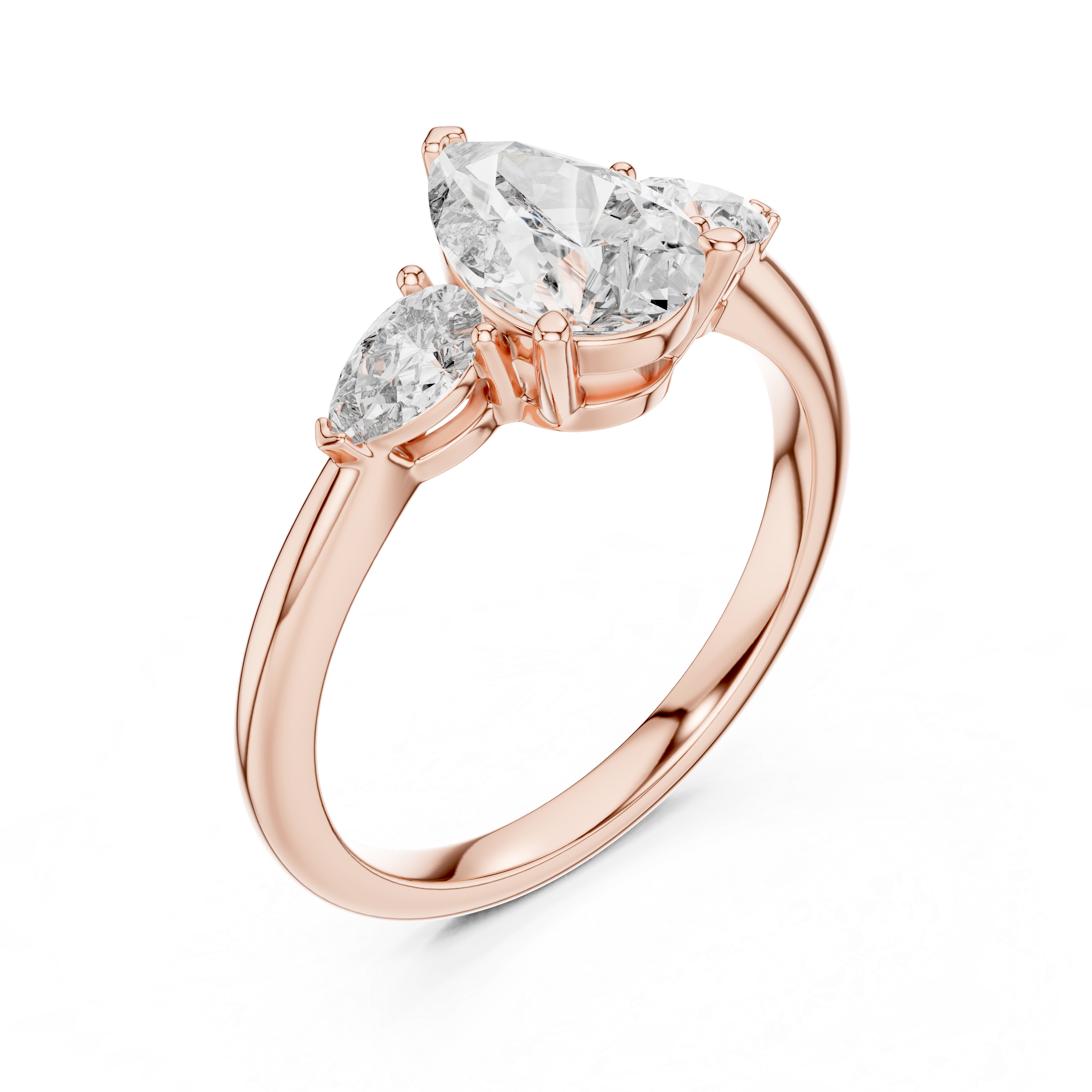 Pear Cut Three Stone Diamond Ring