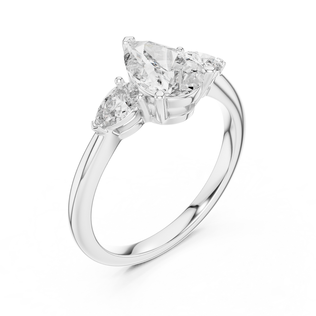 Pear Cut Three Stone Diamond Ring
