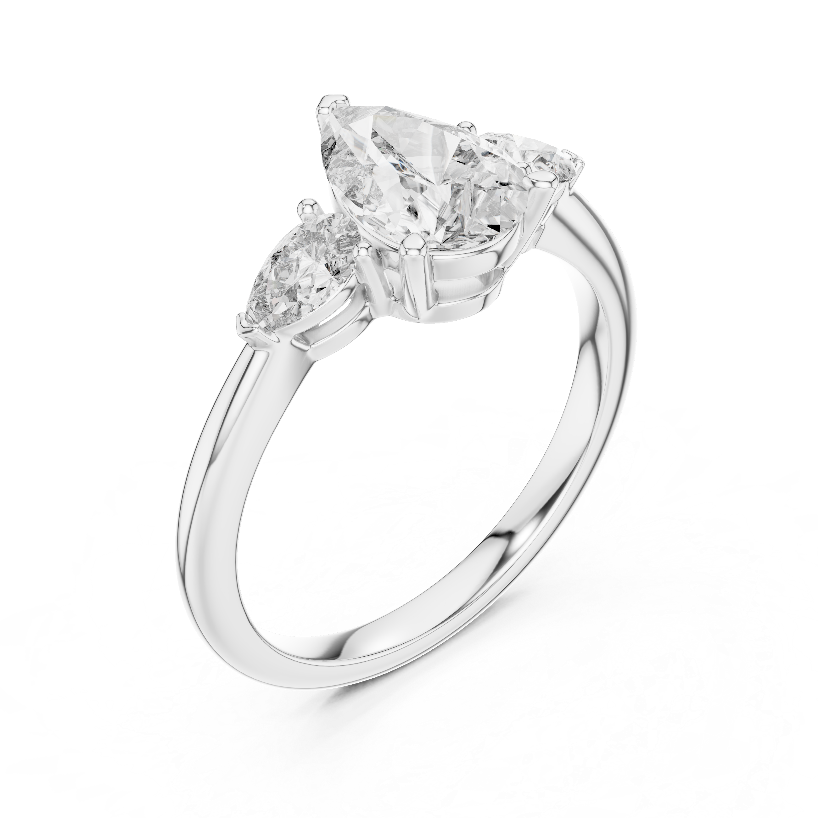 Pear Cut Three Stone Diamond Ring