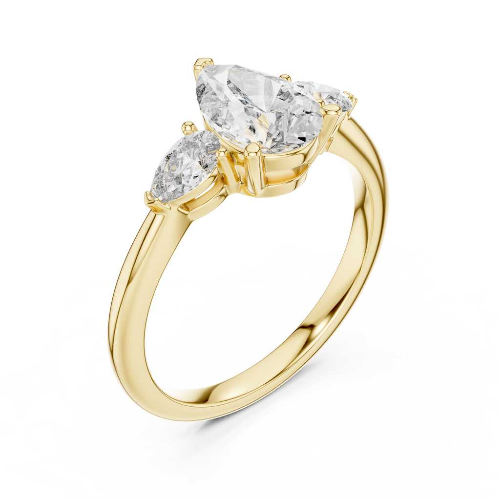 Pear Cut Three Stone Diamond Ring