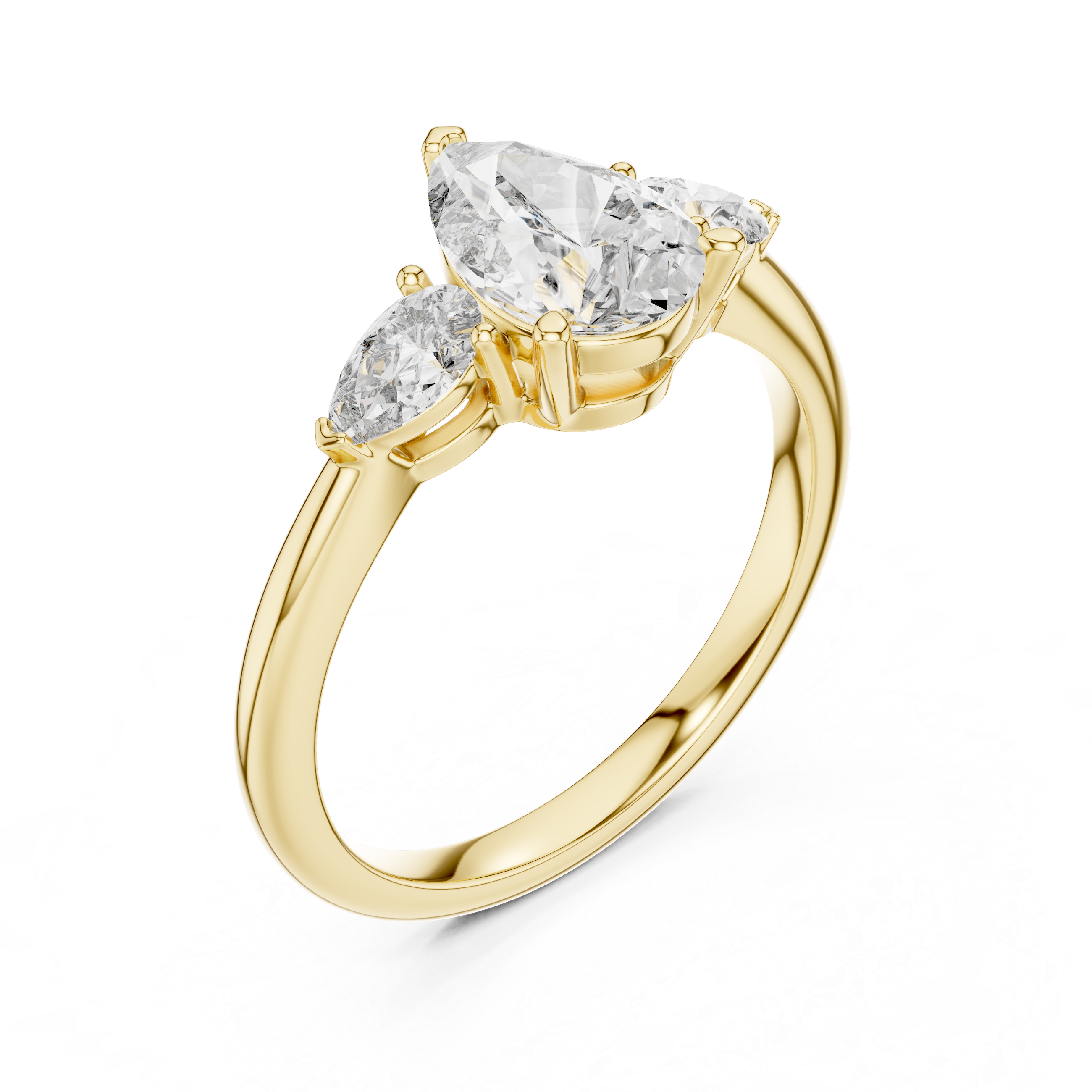 Pear Cut Three Stone Diamond Ring