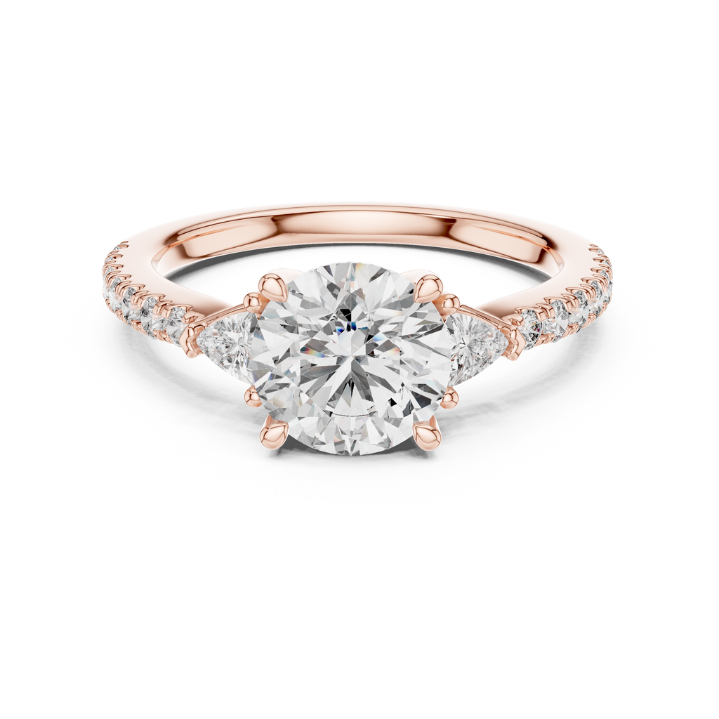 Round Diamond Ring with Trillion Side Stones
