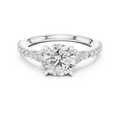 Round Diamond Ring with Trillion Side Stones