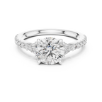 Round Diamond Ring with Trillion Side Stones