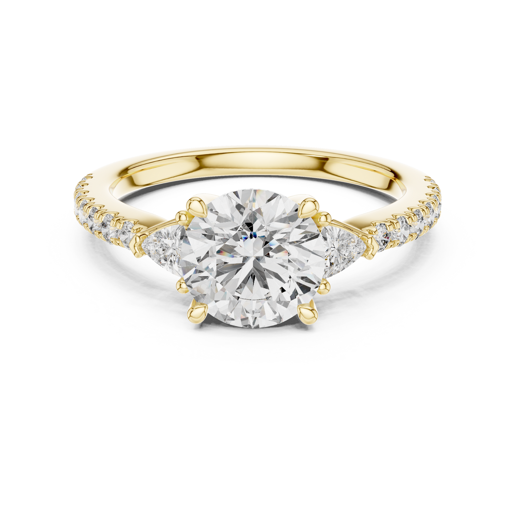 Round Diamond Ring with Trillion Side Stones