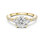 Round Diamond Ring with Trillion Side Stones
