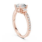Round Diamond Ring with Trillion Side Stones
