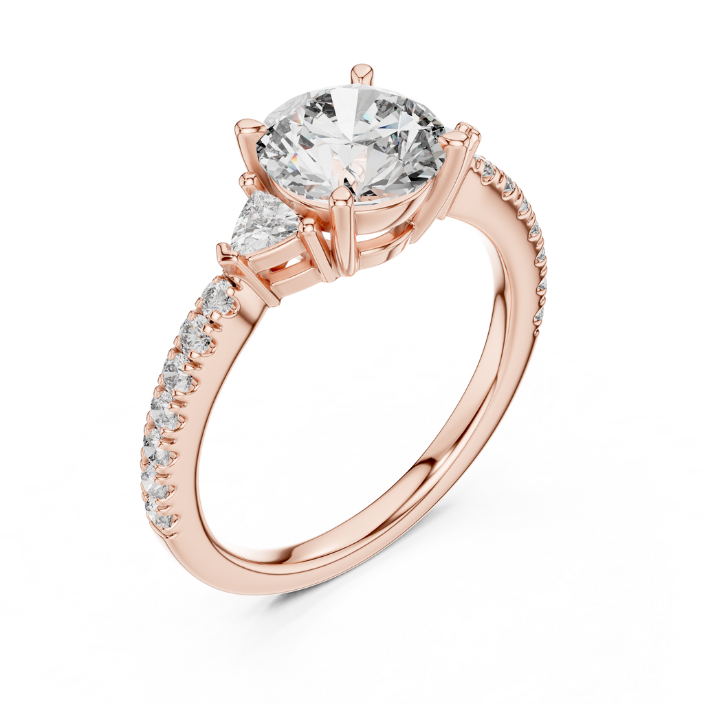 Round Diamond Ring with Trillion Side Stones