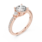 Round Diamond Ring with Trillion Side Stones
