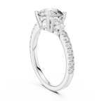 Round Diamond Ring with Trillion Side Stones