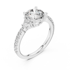 Round Diamond Ring with Trillion Side Stones