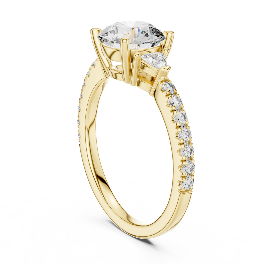 Round Diamond Ring with Trillion Side Stones